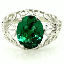 SR162, Created Emerald Spinel, 925 Sterling Silver Ring - £74.36 GBP