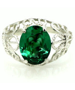 SR162, Created Emerald Spinel, 925 Sterling Silver Ring - £75.01 GBP