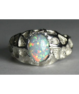 SR168, Created White Opal, 925 Sterling Silver Men's Ring - $63.49