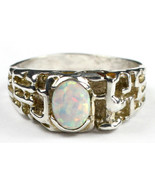SR197, Created White Opal, 925 Sterling Silver Men&#39;s Ring - £48.48 GBP
