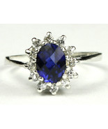 SR235, Created Blue Sapphire, 925 Sterling Silver Ring - £41.35 GBP