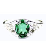 SR305, Created Emerald Spinel, 925 Sterling Silver Ring - £64.46 GBP