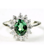 SR235, Created Emerald Spinel, 925 Sterling Silver Ring - £67.99 GBP