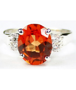 SR123, Created Padparadsha Sapphire, 925 Sterling Silver Ring - £51.79 GBP