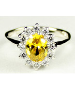 SR235, Golden Yellow CZ, 925 Sterling Silver Ring - £36.87 GBP