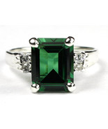 SR221, Created Emerald Spinel, 925 Sterling Silver Ring - £76.13 GBP