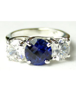 SR255, 2 ct Created Blue Sapphire &amp; 1 ct CZs, 925 Sterling Silver Ring - £49.55 GBP