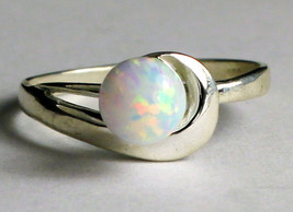 SR340, 6mm Created White Opal, 925 Sterling Silver Ring - £36.97 GBP