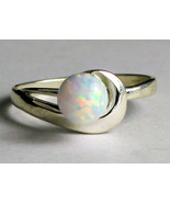 SR340, 6mm Created White Opal, 925 Sterling Silver Ring - £36.96 GBP