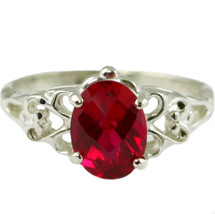 SR302, 8x6mm Created Ruby, 925 Sterling Silver Ring - £39.46 GBP