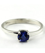 SR301, 6mm Round Created Blue Sapphire, 925 Sterling Silver Ring - £39.21 GBP
