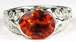 SR360, Created Padparadsha Sapphire, East-West 925 Sterling Silver Ring - £51.75 GBP