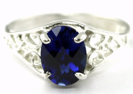 SR305, Created Blue Sapphire, 925 Sterling Silver Ring - £38.42 GBP