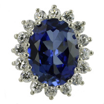 SR310, Created Blue Sapphire, Sterling Silver Royal Engagement Ring - £113.50 GBP