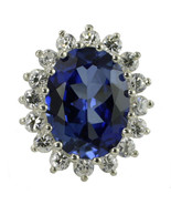 SR310, Created Blue Sapphire, Sterling Silver Royal Engagement Ring - £113.76 GBP