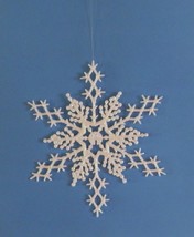 6 pc. AURORA BOREALIS 6.5&quot; Glittered Plastic Snowflake Ornaments - £5.60 GBP