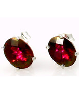 SE002, 8x6mm Crimson Fire Topaz, 925 Sterling Silver Post Earrings - £43.65 GBP