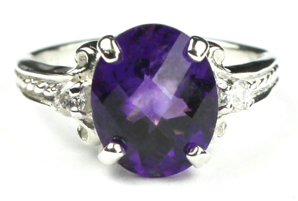 SR136, Amethyst, 925 Sterling Silver Ring