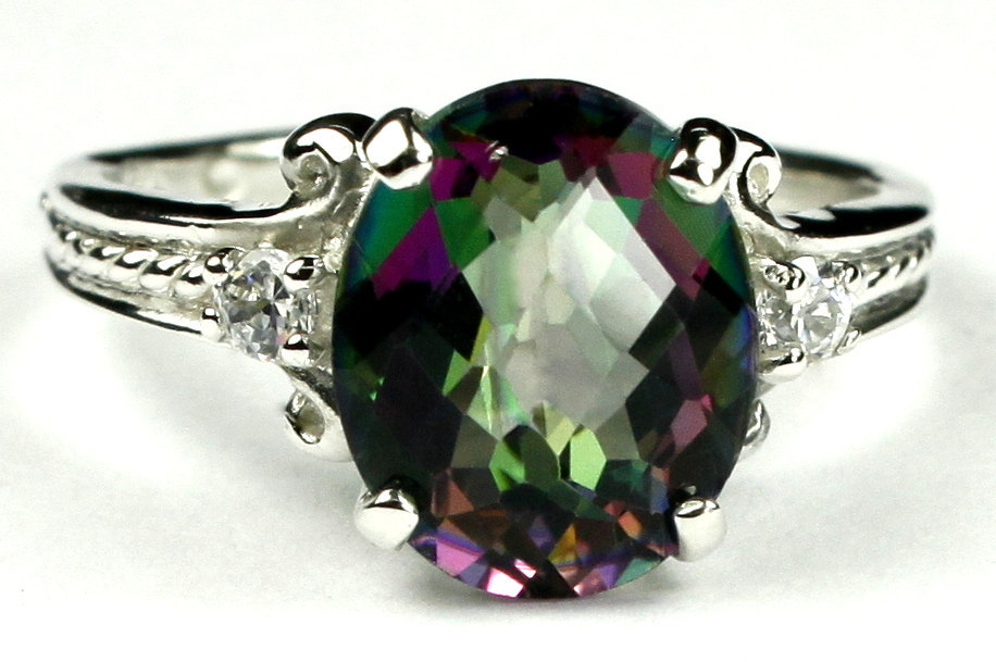 SR136, Mystic Fire Topaz, 925 Sterling Silver Ring