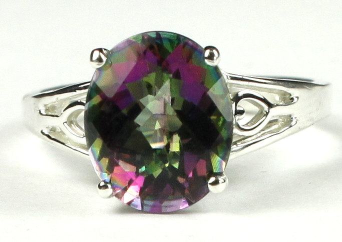 SR139, 4.5 cts Mystic Fire Topaz, 925 Sterling Silver Ring