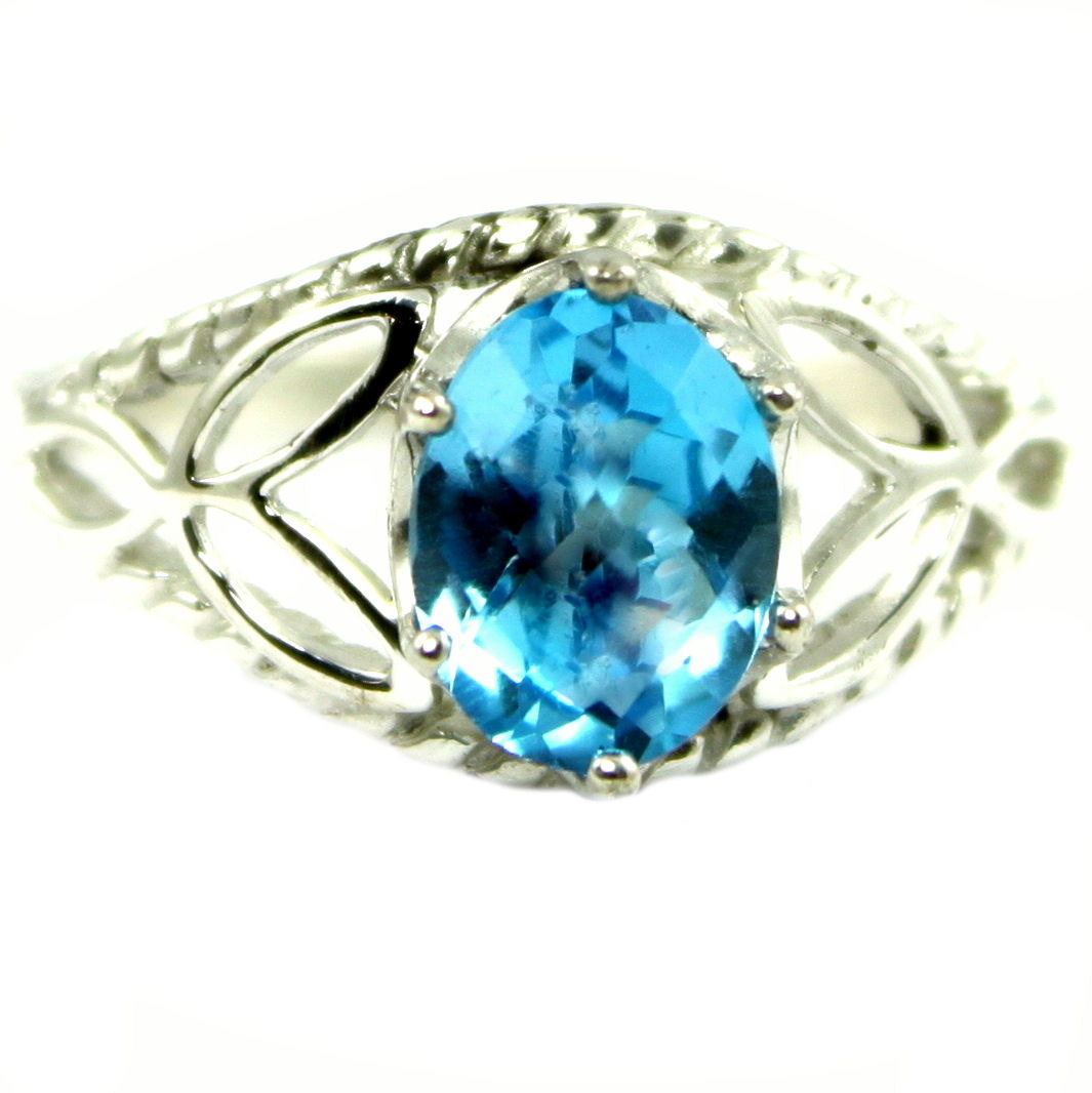 SR137, Swiss Blue Topaz, 925 Sterling Silver Ring