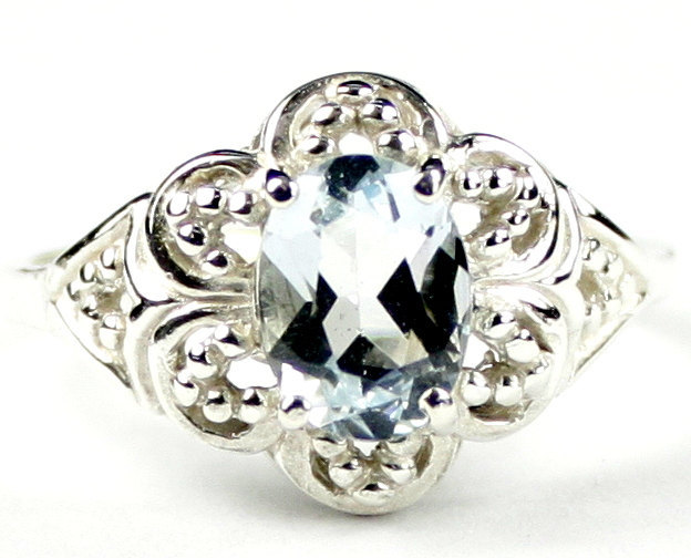 SR125, Aquamarine, 925 Sterling Silver Ring