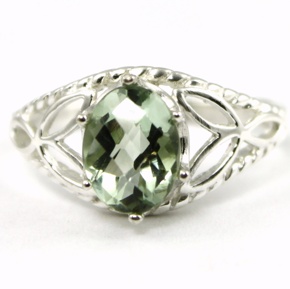 SR137, Green Amethyst, 925 Sterling Silver Ring