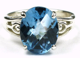 SR139, 4.5 cts Swiss Blue Topaz, Sterling Silver Ring - £95.40 GBP