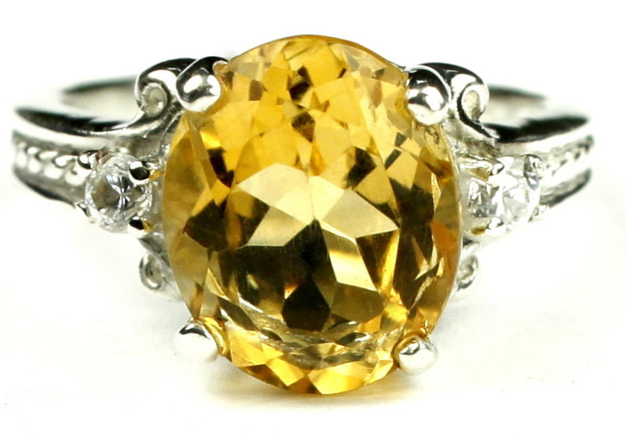 SR136, Citrine, 925 Sterling Silver Ring