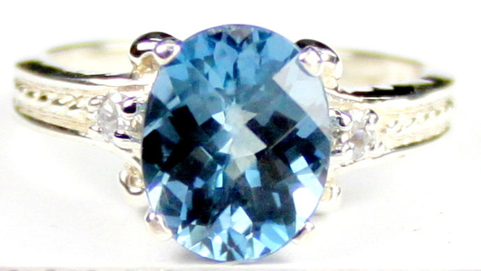 SR136, Swiss Blue Topaz, 925 Sterling Silver Ring