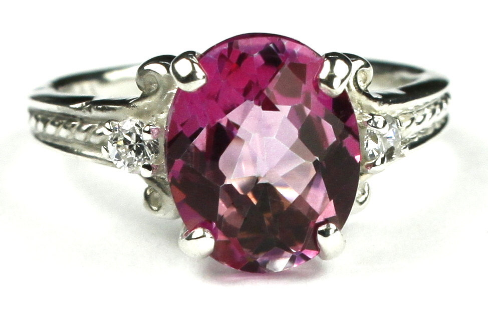 SR136, Pure Pink Topaz, 925 Sterling Silver Ring