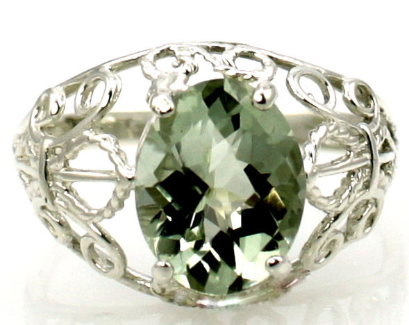 SR162, Green Amethyst, 925 Sterling Silver Ring
