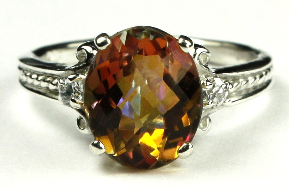 SR136, Twilight Fire Topaz, 925 Sterling Silver Ring
