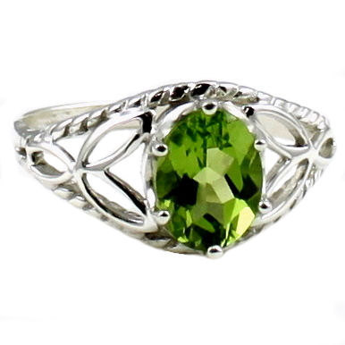 SR137, Natural Genuine Peridot, 925 Sterling Silver Ring