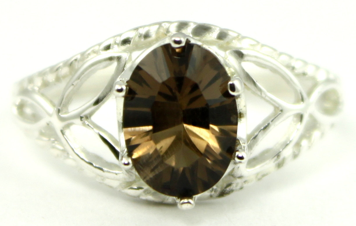 SR137, Smoky Quartz, 925 Sterling Silver Ring