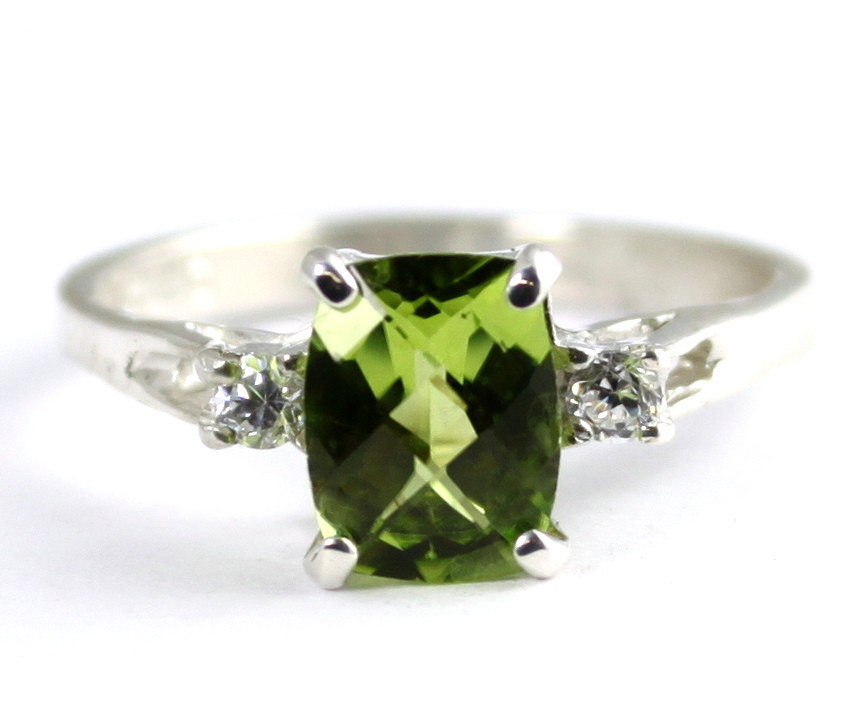 SR171, Natural Genuine Peridot, 925 Sterling Silver Ring
