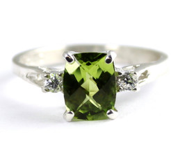 SR171, Natural Genuine Peridot, 925 Sterling Silver Ring - £42.52 GBP