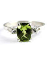 SR171, Natural Genuine Peridot, 925 Sterling Silver Ring - £42.53 GBP