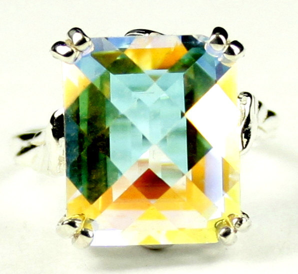 SR188, 12x10mm Mercury Mist Topaz , 925 Sterling Silver Ring