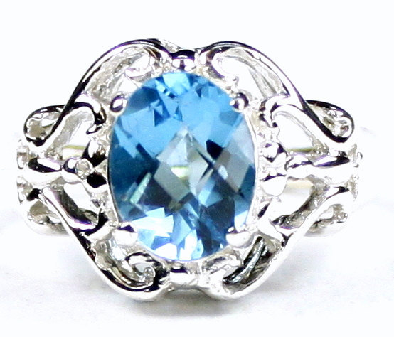 SR169, Swiss Blue Topaz, 925 Sterling Silver Ring