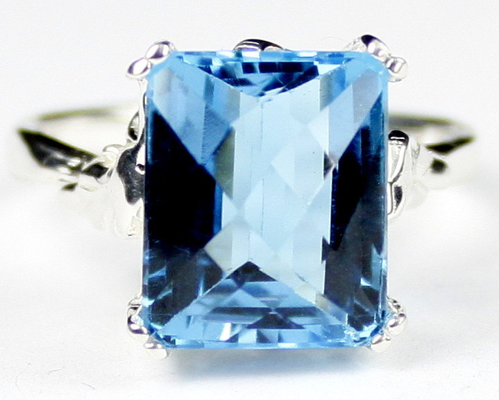 SR188, 12x10mm Swiss Blue Topaz , 925 Sterling Silver Ring