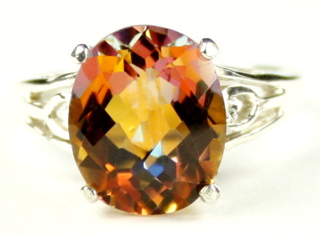 SR139, 4.5 cts Twilight Fire Topaz, Sterling Silver Ring