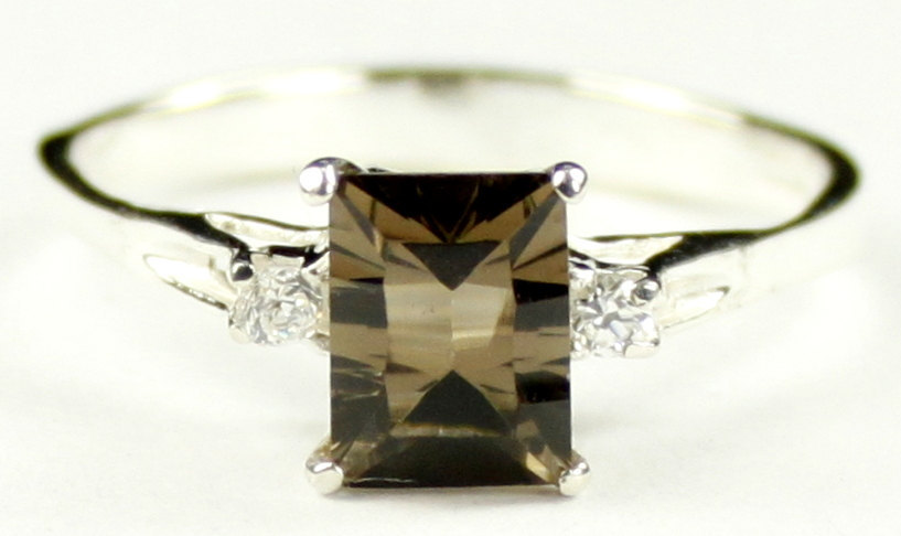 SR171, Smoky Quartz, 925 Sterling Silver Ring