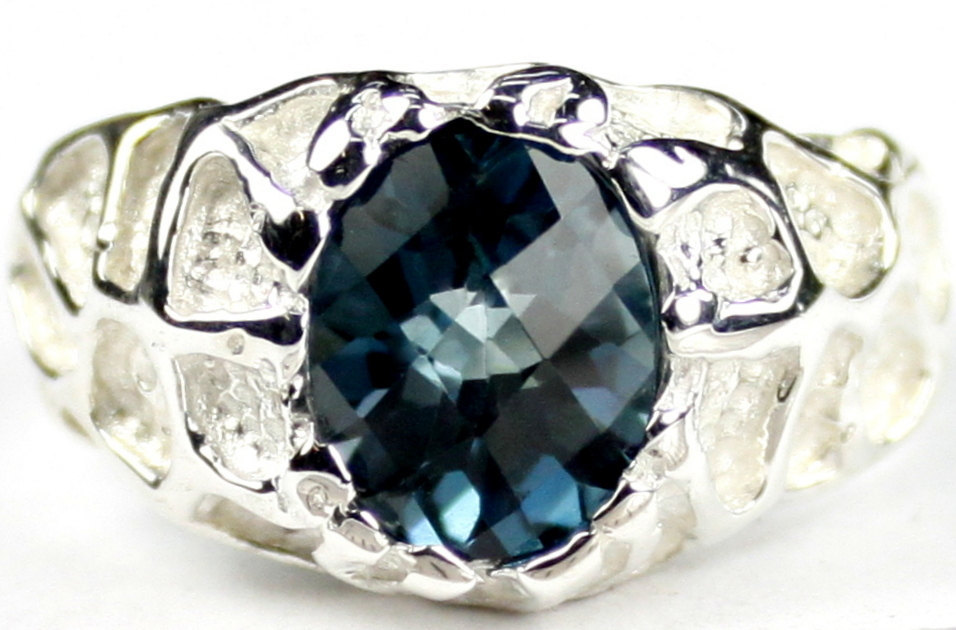 SR168, London Blue Topaz, 925 Sterling Silver Men's Ring
