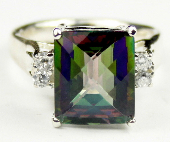 SR183, 6ct Mystic Fire Topaz , 925 Sterling Silver Ring