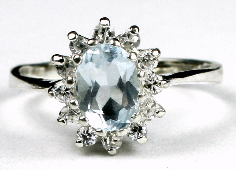 SR235, Aquamarine, 925 Sterling Silver Ring