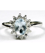 SR235, Aquamarine, 925 Sterling Silver Ring - £66.27 GBP