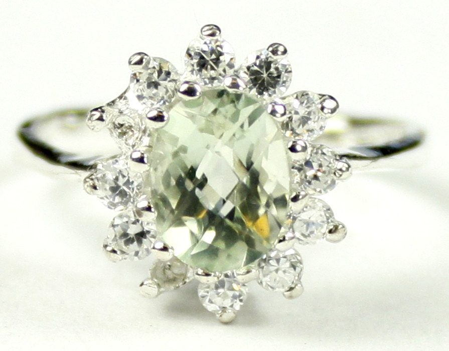SR235, Green Amethyst (Prasiolite), 925 Sterling Silver Ring