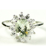 SR235, Green Amethyst (Prasiolite), 925 Sterling Silver Ring - £45.40 GBP