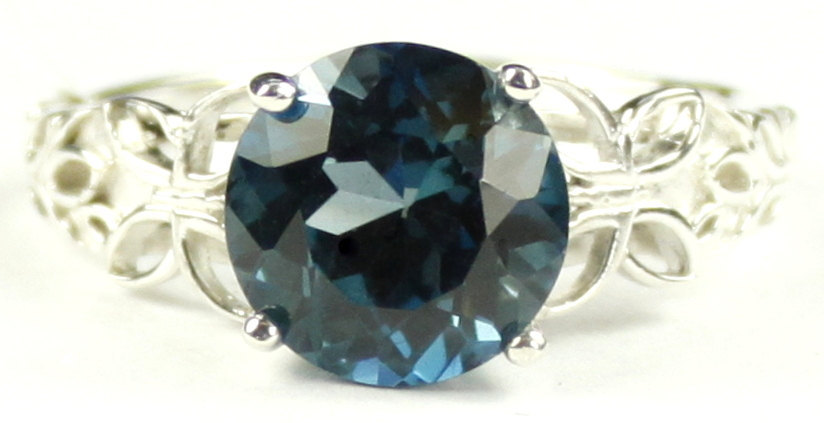 SR292, Paraiba Topaz, 925 Sterling Silver Butterfly Filigree Ring